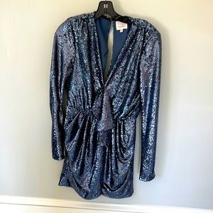 Sequins blue cinq a sept low cut dress size 4